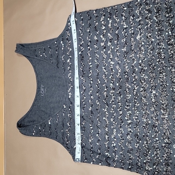 Loft Size S Dark Gray Tank Top with Sequin Stripes, Excellent Used Condition - Picture 7 of 12